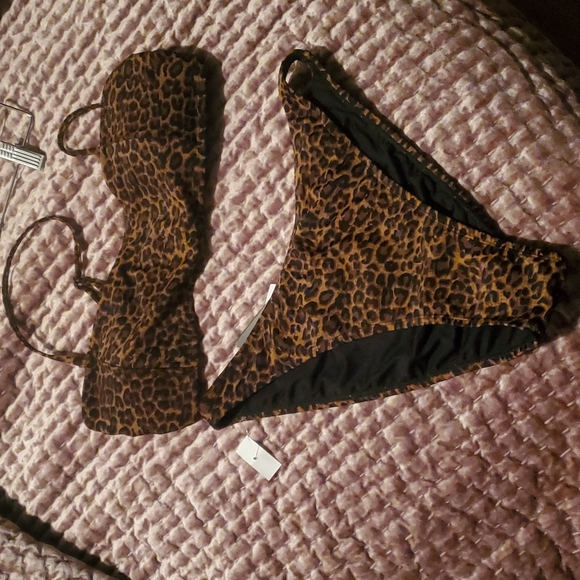 Kendall +Kylie all times bandeau high waist 2piece swimsuit  leopard print - Picture 1 of 4